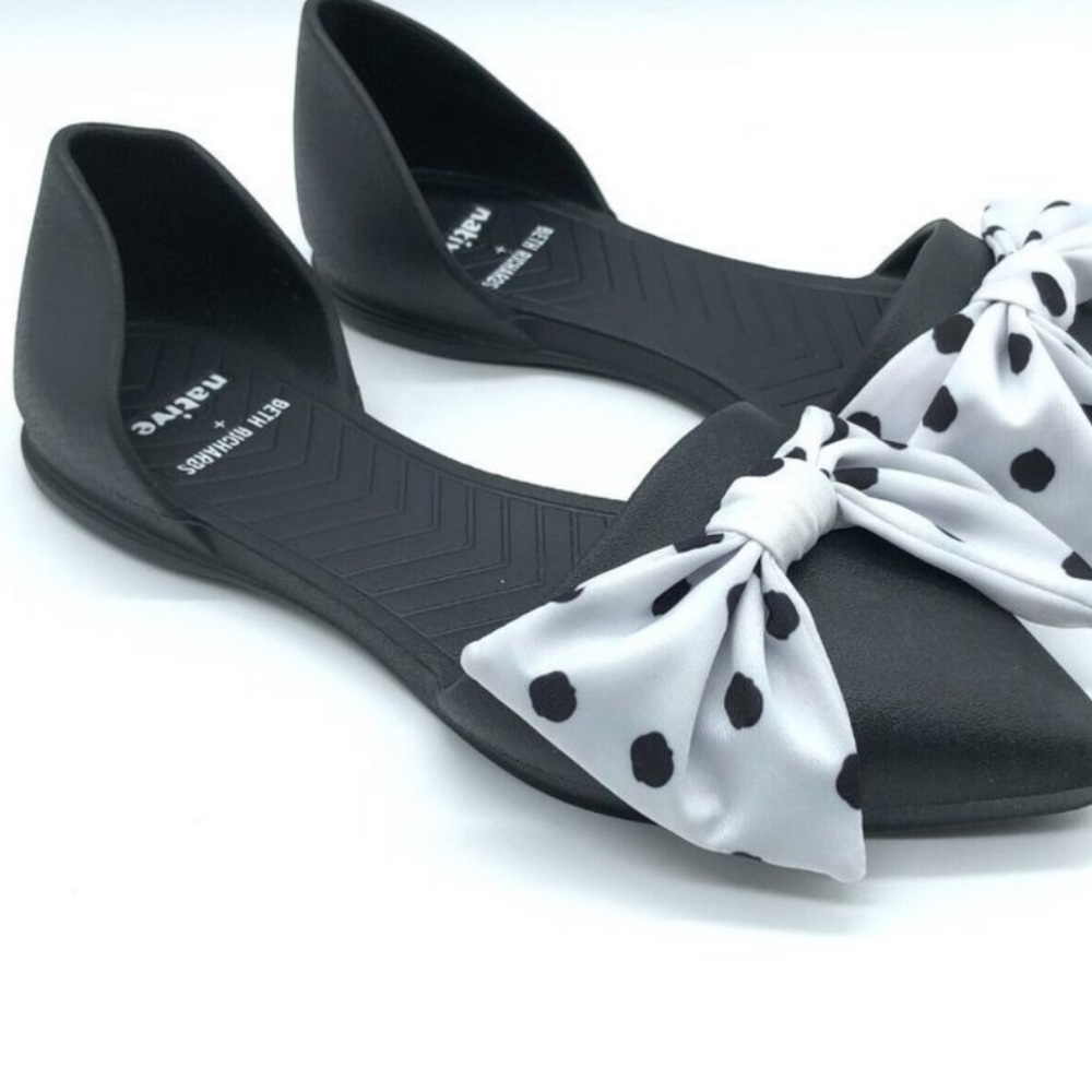 Native Beth Richards Audrey Polka Dot Bow Pointed Toe Flats🖤 - Picture 10 of 13